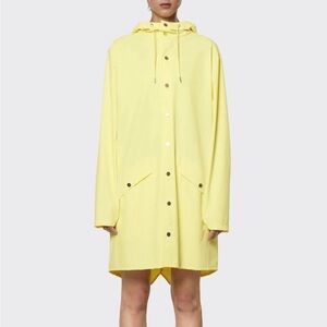 RAINS LONG JACKET IN STRAW YELLOW WITH HOOD UNISEX SIZE M Sold at FREE PEOPLE